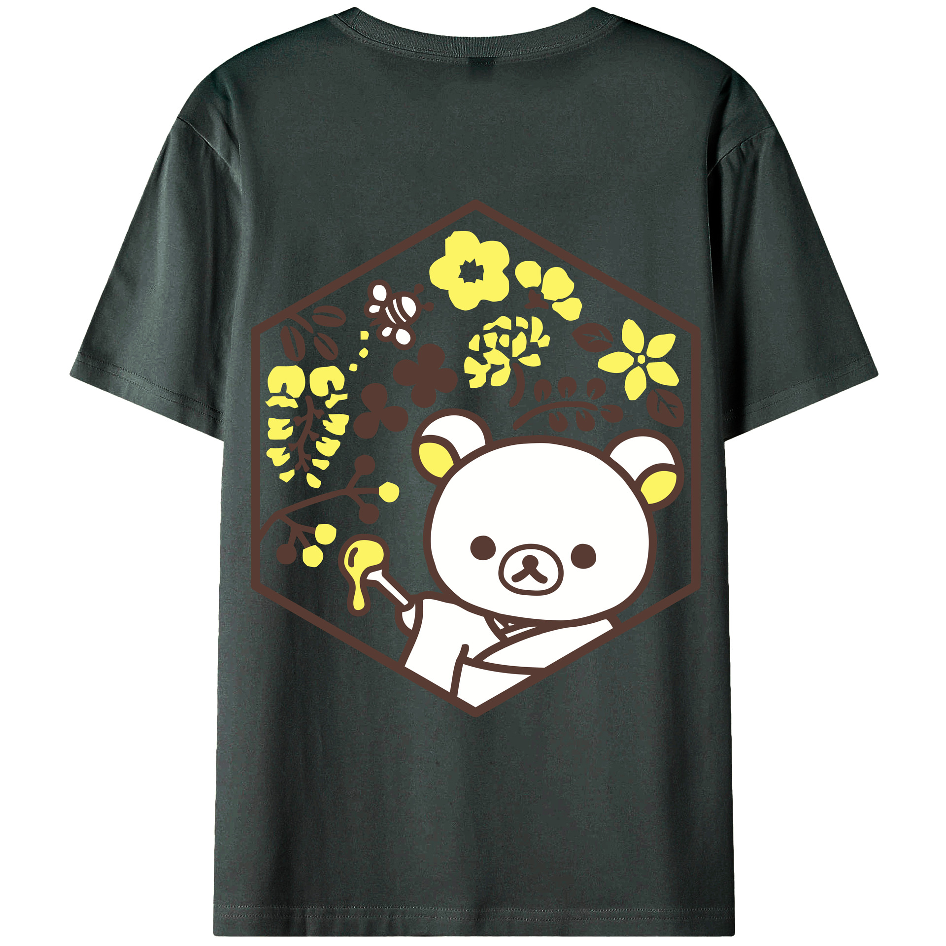 （画像用） リラックマ リラックマ キイロイトリ Rilakkuma Korilakkuma Kiiroitori 綿100％ メンズ半袖Tシャツ（バックプリント） 通気性